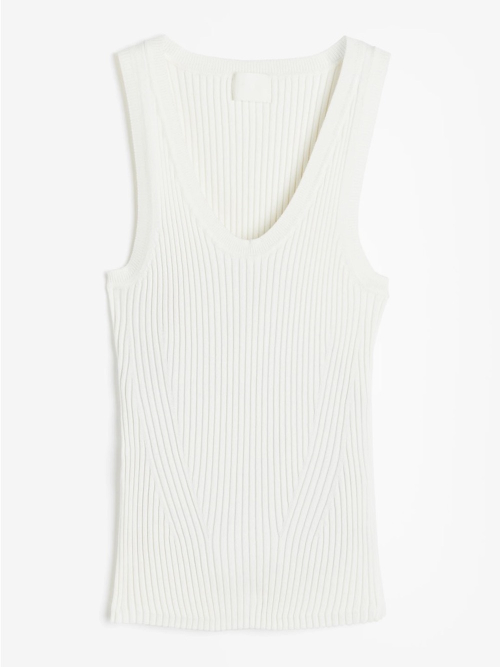 H&M White Ribbed Scoop Neck Tank